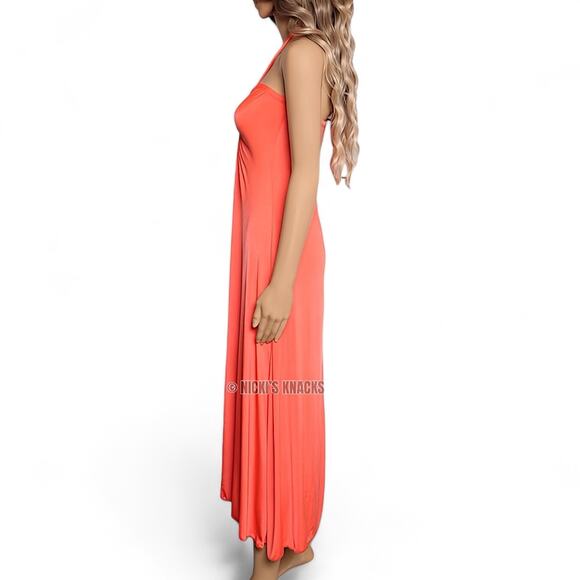 Sincerely Jules Neon Orange Cutout Jersey Knit Midi Dress Halter Size XL - Picture 4 of 10